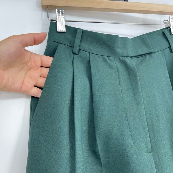 The Frankie Shop NWT | Bea High Waisted Pleated Forest Green Trousers  XS - Picture 6 of 14